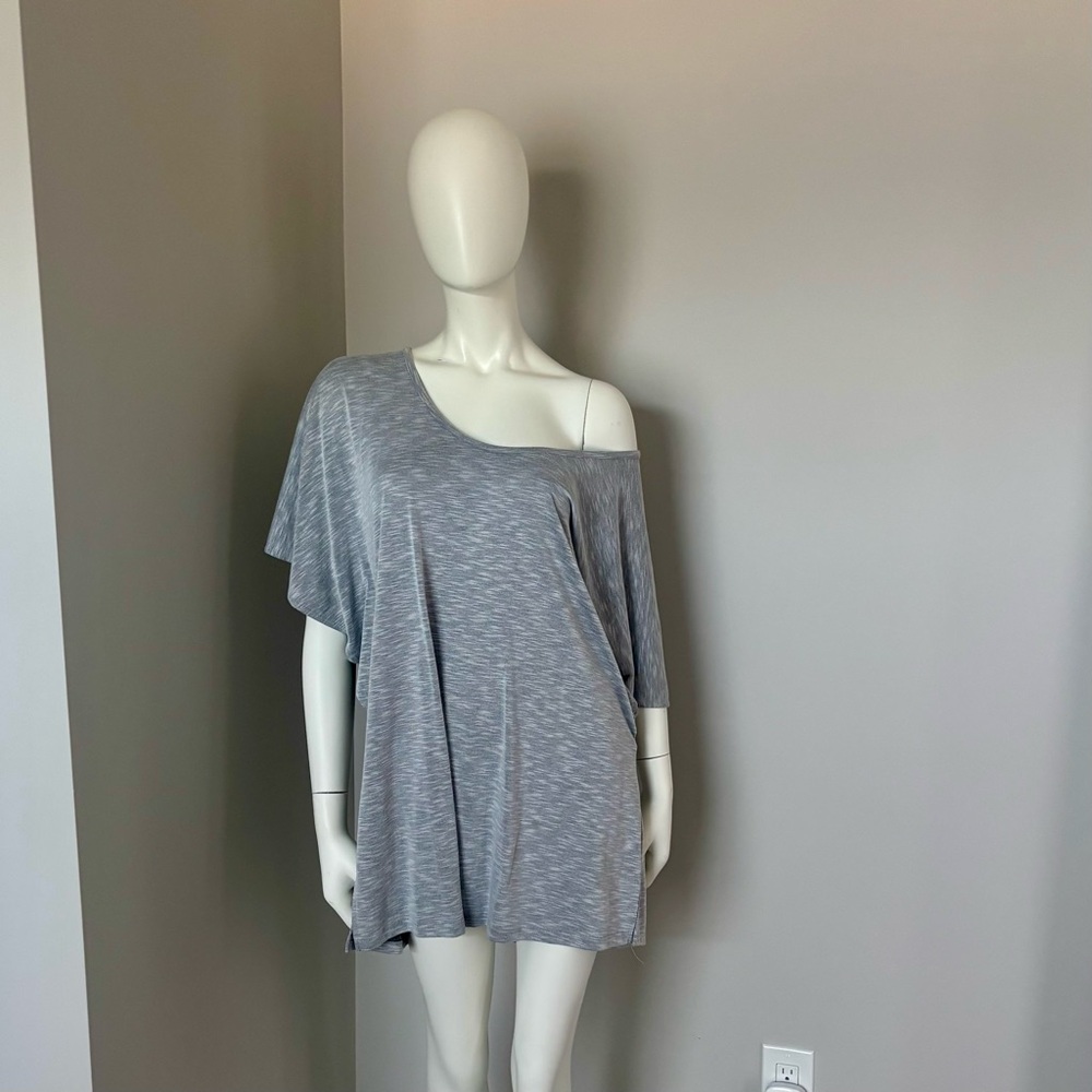 Dotti Light Gray Asymmetrical Tunic Top